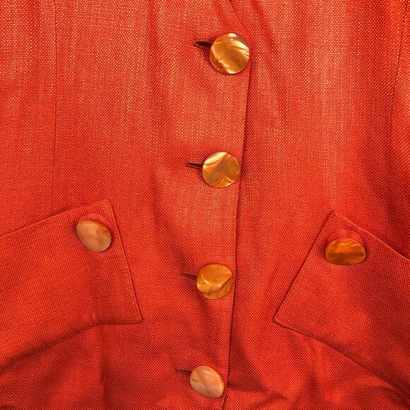 Denise Hajjar Boston Bright Orange V-Neck Blazer - Picture 14 of 14
